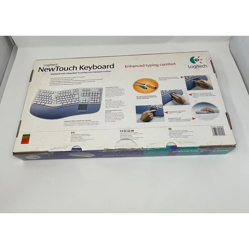 Logitech NewTouch Keyboard SK-6000L Y-SC4 PS/2 Ergonomic w/ Touchpad & Box Teste